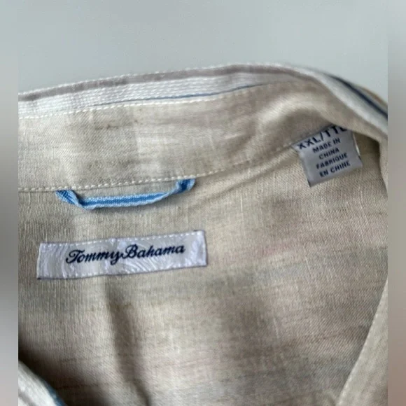 Tommy Bahama Striped 100% Linen Long Sleeve Textured Button Up Shirt Men’s XXL - Picture 2 of 8